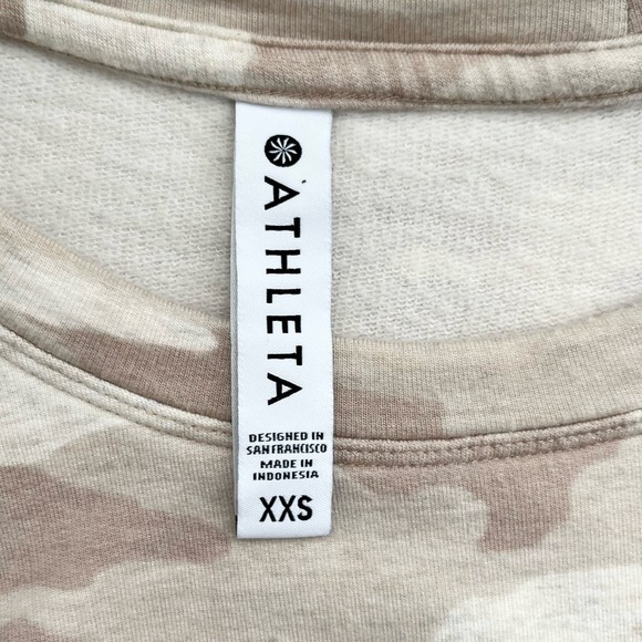 Athleta Studio To Street Print Sweatshirt Camo Lux Oatmeal Heather/Neutral, XXS - Picture 4 of 13